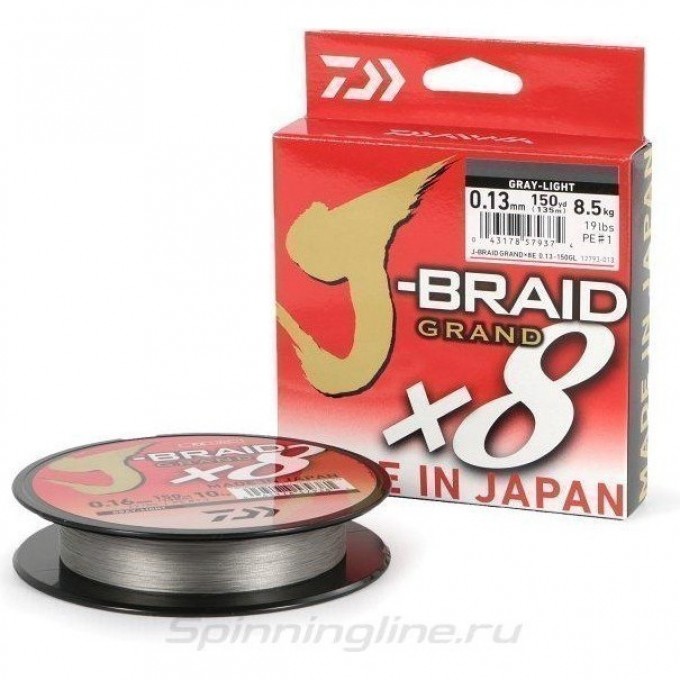 Шнур DAIWA J-BRAID GRAND X8 135М 0,28ММ GRAY-LIGHT 12793-028 Шнур DAIWA J-BRAID GRAND X8 135М 0,28ММ GRAY-LIGHT 12793-028