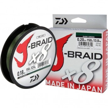 Шнур DAIWA J-Braid X8 0,20мм 150м dark green